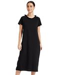 Amazon Brand - Symbol Women's Cotton Solid Calf Length Night Gown (EI/SW/CMDR02_Black_S_Black_S)