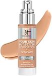 IT Cosmetics Your Skin But Better Foundation + Skincare, Medium Cool 34 - Hydrating Coverage - Minimizes Pores & Imperfections, Natural Radiant Finish - With Hyaluronic Acid - 1.0 fl oz