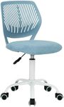 FurnitureR Kids Desk Chair, Small Mid Back Adjustable Swivel Computer Task Study Chair for Student, Fabric Armless Cute Rolling Children Office Chair, Light Blue