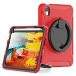 ORIbox Defender Case for iPad Mini 6, Full Body Drop Protection, 3 in 1 Shockproof Bumper with 360° Ring Holder Kickstand, Defender red