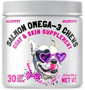 Omega 3 Alaskan Salmon Oil Treats for Dogs 30 Fish Oil Chew Supplement Skin and Coat Allergy and Itch Relief Hip & Joint Health Brain Shedding Hot Spots Treatment Omega 3 6 9 EPA & DHA Fatty Acids