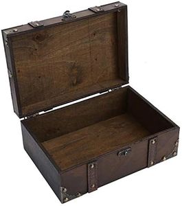 Treasure Chest, Chest Box Case Vintage Wooden Jewelry Box, Decorative Treasure Box Decorative Treasure Jewelry Chest, for Home Books Jewelry(6282-2302)