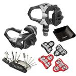 FAVERO Assioma UNO Upgraded Single-Sided Power Meter Pedals | Waterproof | Bluetooth and ANT+ Connectivity | Bundled with 1 Pair of Black Cleats, 1 Pair of Red Cleats and Cleaning Cloth