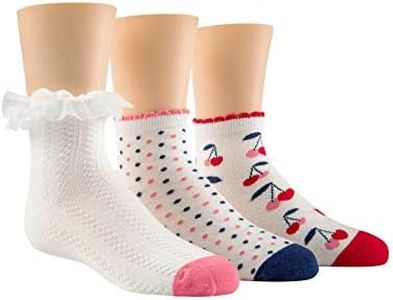 Stride Rite Girls' Little 3-Pack Quarter, Harper Fancy Fun Ivory, Sock: 7-8.5/Shoe: 10-13