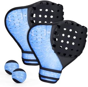 Water Baseball Glove and Ball Set, Water Gloves with Adjustable Strap, 2 Catch Water Gloves & Balls for Water Games, Pool Sports & Beach Games for Teens & Adults