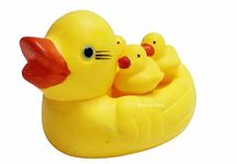 SIZZLER Toys Presents Beautiful Squeezy Cute Duck with 3 Little Baby chou -chou Sound/Assorted multicolours Colours Non -Toxic (no Battery Required)