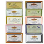 Herbal Khadi Handmade Soap, 10 Multi Fragrance Herbal Soap, Like- Chandan Haldi, Charcoal, Lavender, Lemongrass, Neem Aloevera, Jasmine And Lemon Herbal Soap For Men & Women (Pack Of 10)