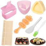 7 Pack Onigiri Mold, Rice Mold Musubi Maker Kit, Non Stick Spam Musubi Maker Press Rice Ball Mold Shake Sushi Roller Mat Tool for Kids Bento Lunch and Home DIY