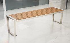 S. K. MODERN ART 3-Seater Bench for Office Visitor Waiting - Outdoor Bench Sitting Pure Stainless Steel with Wooden Strips