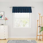 Valance Curtains 14 inches Long Kitchen Short Small Mini Linen Textured Living Room Navy Blue Bedroom Window Curtain Toppers Valance 1 Panel Rod Pocket 90"x14"