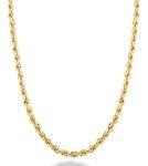 Miabella Solid 18K Gold Over Sterling Silver Italian 2mm, 3mm Diamond-Cut Braided Rope Chain Necklace for Men Women, 925 Sterling Silver Made in Italy, Length 24 Inches, Sterling Silver, No Gemstone