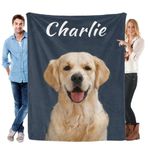 Custom Pet Blanket Personalized Pet Photo Blanket Custom Dog Blanket with Photo and Name Custom Pet Portrait Blanket for Pet Lover（1 Photo）