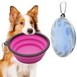 2 Pack Large Collapsible Dog Bowl, 1000ml/35oz Foldable Dog Travel Bowls, Portable Dog Water Food Bowl with Carabiner, Pet Cat Feeding Cup Dish for Traveling, Walking, Hiking