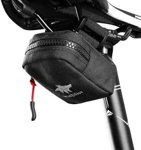 WOLFILIST Compact Cycling Saddle Bag - Fits Under Bike Seat for easy storage - Road Bike & Bicycle Seat Bag - Tiny Durable & Water-resistant (Large)