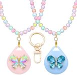 XEEWEN Cute Airtag Necklace Holder for Kids Girls, 2 Pack Butterfly Case Cover for Apple Airtag