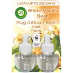 Air Wick Plug in Diffuser Twin Refill, White Vanilla Bean, Pack 2 x 19ml, Long Lasting Fragrance, Lasts up to 200 days, Plug in Air freshener