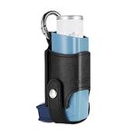 MEDMAX Asthma Inhaler Holder PU Leather Protective Travel Handy Mini Holster, Lightweight Carrying Case with Carabiner Clip, Inhaler Not Included (Case Only) (Black)