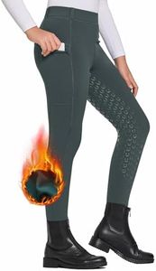 FitsT4 Kids' Winter Fleece Lined Riding Breeches Girls Silicone Full Seat Equestrian Pants Schooling Tights with Pockets,Grey,L