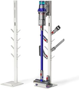 PEGZONE Vacuum Stand for Dyson Gen5 V15 V12 V11 V10 V8 V7 V6, Tineco S11 A10 A11, Eureka NEC180 280TL, Cordless Vacuum Cleaner Holder with 8 Storage Hooks, Accessories & Attachments Organizer, White