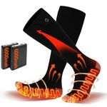 Electric Heated Socks for Men Women with 5V 6000mah Battery Foot Warmer with 360° Toe Heating Electric Socks with 4 Levels Heat Settings Suitable For Outdoor Skiing, Winter Camping, Hiking (Black)