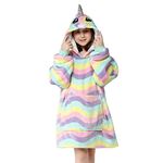 Hoodie Blanket Kids - Oversized Wearable Blanket for Kids with Hood Pocket and Sleeves,Super Soft Warm Plush Hooded Blanket for Kids, One Size Fits 5-15Y