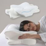 SPREAD SPAIN Cervical Pillow for Neck and Shoulder,Contour Memory Foam Pillow, Ergonomic Neck Support Pillow for Side, Back and Stomach Sleepers, Cervical Butterfly Pillow (White)