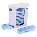 Taylor & Brown Tower 7 Day Pill Box Pillbox Weekly Pill Organizer Holder Dispenser with 4 Daily Schedule Lines