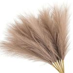 Dekorly 4Pcs Faux Pampas Grass, Artificial Pampas Grass Decor Fluffy Small Pampas Grass Flower Arrangement and Vase Filler for Boho Home Wedding Mothers Day Decoration (Set of 4, Brown)