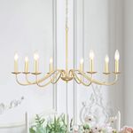 ADSENSTY Gold Chandelier 8-Light Modern Farmhouse Chandelier Lighting Fixtures Rustic Candle Hanging Chandelier for Living Room Foyer Hallway Bedroom Kitchen