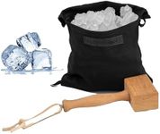 A Bar Above Wooden Ice Mallet and Lewis Bag - Includes Extra Large Manual Ice Crusher & Premium Canvas Lewis Bag - Professional Grade Ice Hammer & Ice Bag for Bartender Kit - Ice for Cocktails (2 pcs)