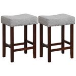 ERGOMASTER Bar Stools for Kitchen Island Set of 2 Counter Height Bar Stools 24 Inch Backless Barstools Modern Fabric Saddle Stools with Sturdy Wood Legs, Max Load 330lbs, Light Grey/Brown