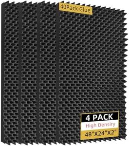 TEMGCUAM 4 Pack Sound Proof Foam Panels |48"×24"×2" Egg Crate Foam Pad | High Density Soundproof Wall Panels for Home Studio Noise & Thermal Insulation |With Adhesive Stickers 40PCS(Black)…