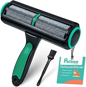 PETBEE Tierhaarentferner inkl. Reinigungspinsel | Entfernt zuverlässig Tierhaare von Hund, Katze und Anderen Vierbeinern | Selbstreinigend | Wiederverwendbar | Für Sofa, Auto, Kleidung UVM