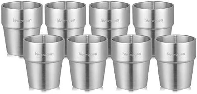 Set of 8 Stainless Steel Double Wall Cups, 300ml Insulated Tumbler Mug, Reusable & Stackable, Espresso Mug Perfect for Cold Drinks - Dishwasher Safe (8PCS)