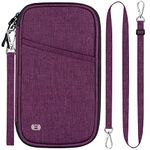 BKNOOU Passport Holder Wallet RFID Blocking Passport Travel Organizer Family Neck Passport Bag Waterproof Travel Wallet for Women Men,Portable Travel Document Holder Travel Essentials (Purple)