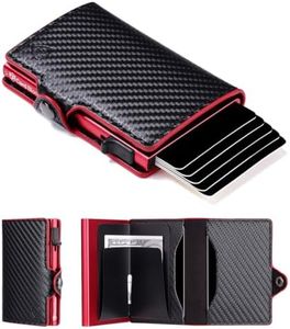 Card Blocr Credit Card Wallet RFID Blocking Slim Minimalist Card Holder (Red Carbon Fiber)