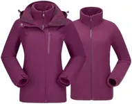 CAMEL CROWN Women's Waterproof Ski Jacket 3 in 1 Winter Coat Windbreaker Snowboard Jackets for Rain Snow Outdoor Hiking Deep Purple 2XL