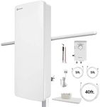 ANTOP HDTV ＆ FM Amplified Antenna Outdoor Indoor 85 Miles AT-800SBS Antenna with Dual Outputs Smart Boost System, Support TV and Second Device-FM Stereo, a Second TV or Any OTA-Ready Streaming Device