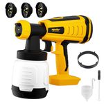 Cordless Paint Sprayer, Mellif Upgraded HVLP Brushless Spray Gun Compatible with 20V MAX Battery (Tool Only), Easy to Clean, 3 Copper Nozzles, 3 Spray Patterns for Home Interior & Exterior