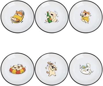 SOCOSY Super Cute Cartoon Animals Ceramic Sauce Dishes, Seasoning Dishes, Little Cat Dog Bird Feeding Bowls, Sushi Soy Dipping Bowls, Appetizer Plates, Dessert Plates-Cool Dog-5 Inch