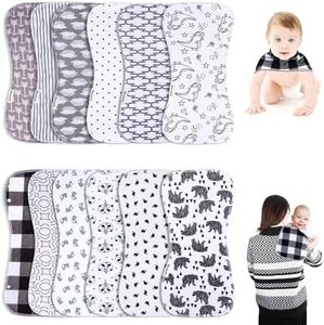 Baby Burp Cloths & Baby Bibs 2-in-1 Design Large Size 3 Layers Thicken 100% Cotton Super Absorbent and Soft Baby Spit Up Burping Rags Baby Burp Cloth Set for Boys and Girls 12 Pack