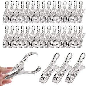 Tanstic 40Pcs 3.5 Inch Stainless Steel Greenhouse Clamps Garden Clips Greenhouse Clips Heavy Duty Garden Clips with Strong Grip and Large Open Mouth for Netting Holding