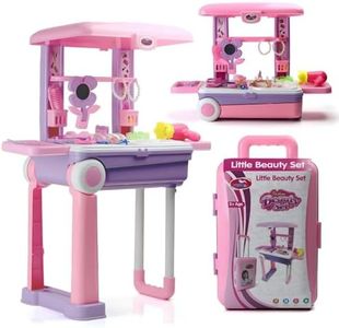 MM TOYS Premium Makeup Play Set Trolley Bag with 24 Accessories for 3 to 10 Year-Old Girls | Vanity Play Set - Baby Pink