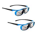 2x Hi-Shock Blue Heaven | DLP Link 3D glasses for 3D DLP projectors from Acer, BenQ, Optoma, LG, [ 96-144 Hz | rechargeable | DLP Link ]