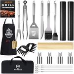 MUJUZE BBQ Tools Set,Stainless Steel Barbecue Accessories Set with Storage Bag,BBQ Gift for Men DAD,BBQ Utensil Set for Garden and Outdoor Camping