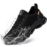 FLOWING PLUME Waterproof Shoes Mens and Women Running Sneakers Rain Water Resistant Comfortable Walking Tennnis Casual Breathable Work Shoes(6.5, Black)