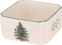 Spode Christmas Tree Sugar Packet Holder - 3.9" Sugar Packet Bowl for Tea, Sweetener, Coffee Bar - Fine Earthenware Holiday Sugar Packet Organizer - Festive Christmas Serveware for Dining Table