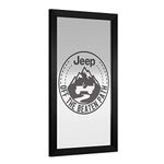 Framed Bar Mirror- Jeep Black Mountain, Glass Beer Sign, Ready-To-Hang Black Frame for Pub, Game Room, Garage or Man Cave