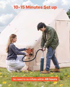 VEVOR 8-12 Person Inflatable Camping Tent – 4 Season Glamping, Skylights, Stove Jack