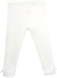 DREAMHALO Toddler Girls' Leggings-Viscose Made from Bamboo, Soft Pants Ruffle Bottoms Leggings White 2T